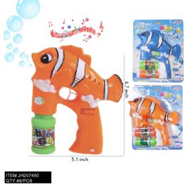 48 Bulk Clownfish Bubble Gun Solid Color 2 Asst