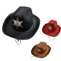 24 Bulk Adult's Felt Cowboy Hat With Deputy Sheriff Badge