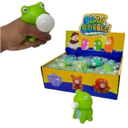 24 Bulk Blowing Bubbles Squeeze Toy (frog)
