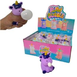 24 Bulk Blowing Bubbles Squeeze Toy (unicorn)