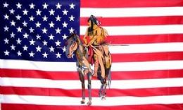 24 Bulk 3 X 5 Polyester Flag, Us Flag Native American With Grommets
