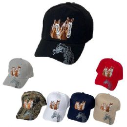 24 Bulk Double Horse Hat [horse Shadow On Bill]