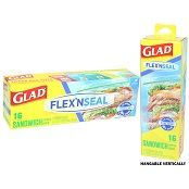 24 Bulk Glad Flex'n Seal Zipper Bag [16ct Sandwich]
