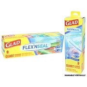 24 Bulk Glad Flex'n Seal Zipper Bag [8ct Quart]