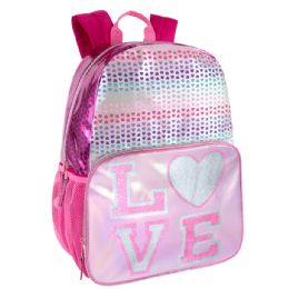 24 Bulk 17 Inch Glitter Love Backpack