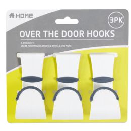 24 Bulk Hooks 3pk Plastic W/ Tpr NO-Slip Trim OveR-ThE-Door 3.27in Housewares Tcd