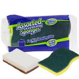 18 Bulk Assorted Random Cellulose Sponges And/or Scouring Sponges (min 6 Per Peg Bag) #01501