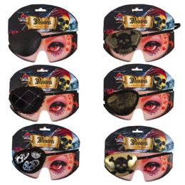 36 Bulk Pirate Eyepatch 6asst Costume Accessory Polyester/illus Backer Card/opp Bag
