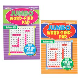 24 Bulk Word Find Jumbo Flip Pad 160 Pg 2 Titles In Counter Display