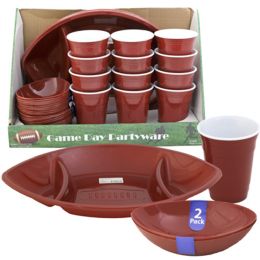 24 Bulk Game Day Partyware 24pc Pdq 4 Platters/8-2pk Bowls/12 Cupsdouble Wall Color Label/upc