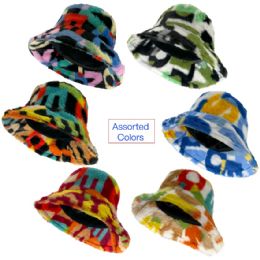 12 Bulk Fuzzy Bucket Hats with Assorted Colors