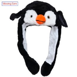 36 Bulk Animal Hat with Moving Ears for Adults - Penguin Design