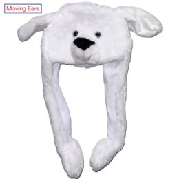 36 Bulk Polar Bear Hat with Moving Ears 