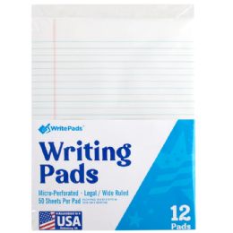 72 Bulk Letter Size Writing Pad Wide Ruled - 50 Sheets