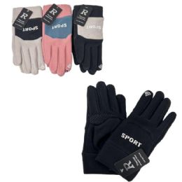 24 Bulk Ladies Touch Screen Fleece Sport Gloves [grip Palm]