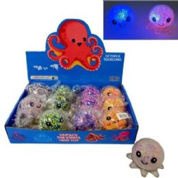 24 Bulk LighT-Up Squishy Toy [foam Beads Octopus] Sticks To Walls