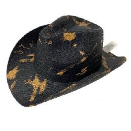 24 Bulk Painted Cowboy Hat [black/gold]