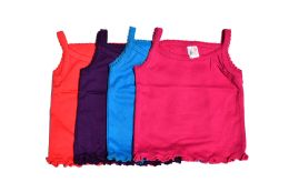 480 Bulk Girl's Colored (purple, Blue, Pink, Red) Spaghetti Tank Top (0-9)