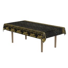 72 Bulk Metallic Happy Birthday Tablecover