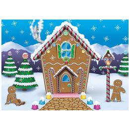 6 Bulk Gingerbread House Fabric Backdrop