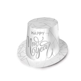 25 Bulk White New Year Silver HI-Hat