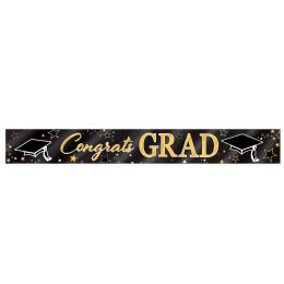 12 Bulk Metallic Congrats Grad Banner