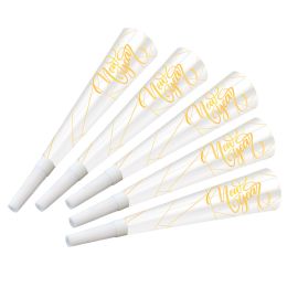 100 Bulk White New Year Gold Horns