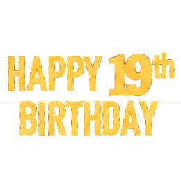 12 Bulk Foil Happy  19th  Birthday Streamer