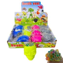 24 Bulk Squeeze Skull With Mesh Water Beads