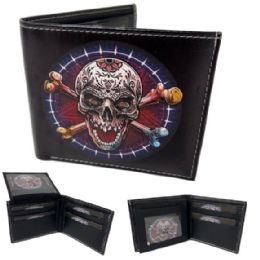 6 Bulk Vegan Leather Wallet [bifold] Skull & Bones