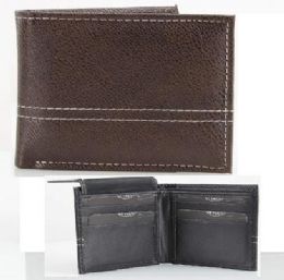 6 Bulk Vegan Leather Wallet [bifold] Stitching [brwn]