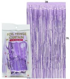 96 Bulk LT PURPLE 3X7FT PLAIN FOIL FRINGE CURTAI