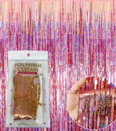 96 Bulk LASER ROSE GOLD 3X7FT FOIL FRINGE CURTAI