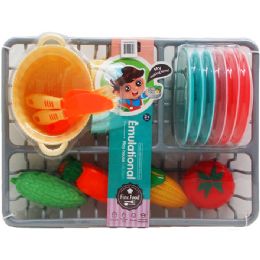 12 Bulk 21pc Pretend Dish Play Set In 11.5-Inch Plastic Dish Rack
