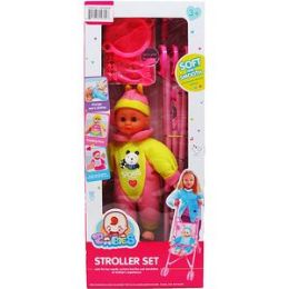 6 Bulk 13" Soft Doll W/ Ic Sound & 23.25" Plastic Stroller In Box