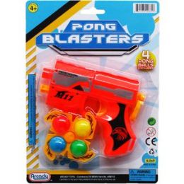 72 Bulk Pong Blaster W/ 5pc Balls On Blister Card, 2 Assrt