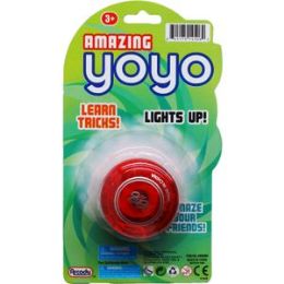 96 Bulk 2.5" B/o Lightup Amazing Yoyo On Blister Card, 4 Assrt Clrs