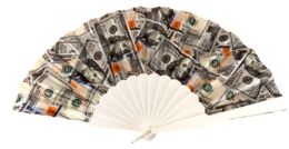 24 Bulk Wholesale Money Dollar Style Hand Fan