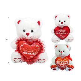 12 Bulk 16" White Teddy Bear With Heart