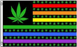 24 Bulk Wholesale 3'x5' Rainbow Marijuana Leaf Pattern Flag