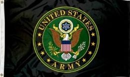 24 Bulk Wholesale Licensed Us Army Circle Logo Flag With Black Background
