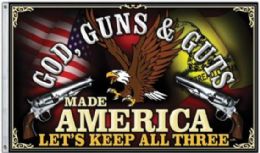24 Bulk Wholesale Flying Eagle 3ft By 5ft God, Guns & Guts Flag