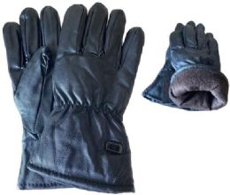 24 Bulk Wholesale Faux Leather Man Winter Gloves