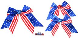 24 Bulk Wholesale Usa Flag With Star Hair Bow Tie Clip