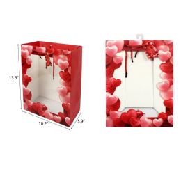 144 Bulk Open Window Heart Gift Bag 10"x6"x13"