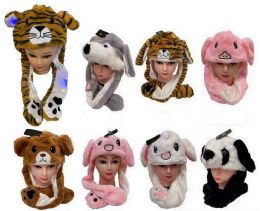 24 Bulk Wholesale Long Plush Animal Hats With Flapping Ears Light up