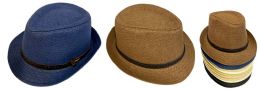 24 Bulk Wholesale Solid Color Fedora Hat