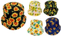 24 Bulk Wholesale Sunflower Style Bucket Hat