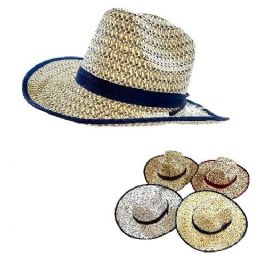 24 Bulk Woven TwO-Tone With Solid Hat Band Cowboy Hat