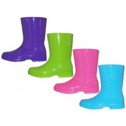 24 Bulk Children's Rain Boots (Asst. *Hot Pink, Blue, Purple & Lt. Green)